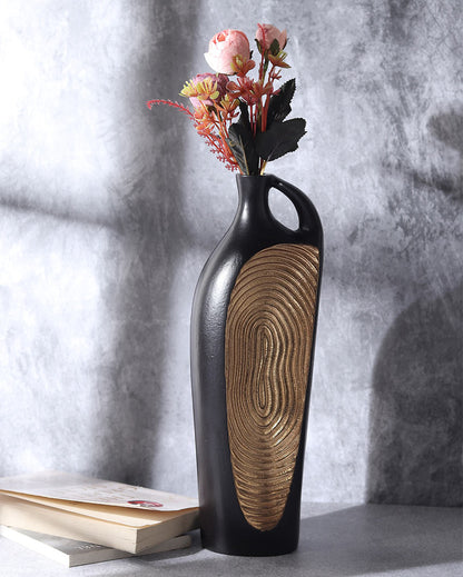 Alloy Art Aluminum Vase | 4x13 inches Black & Gold