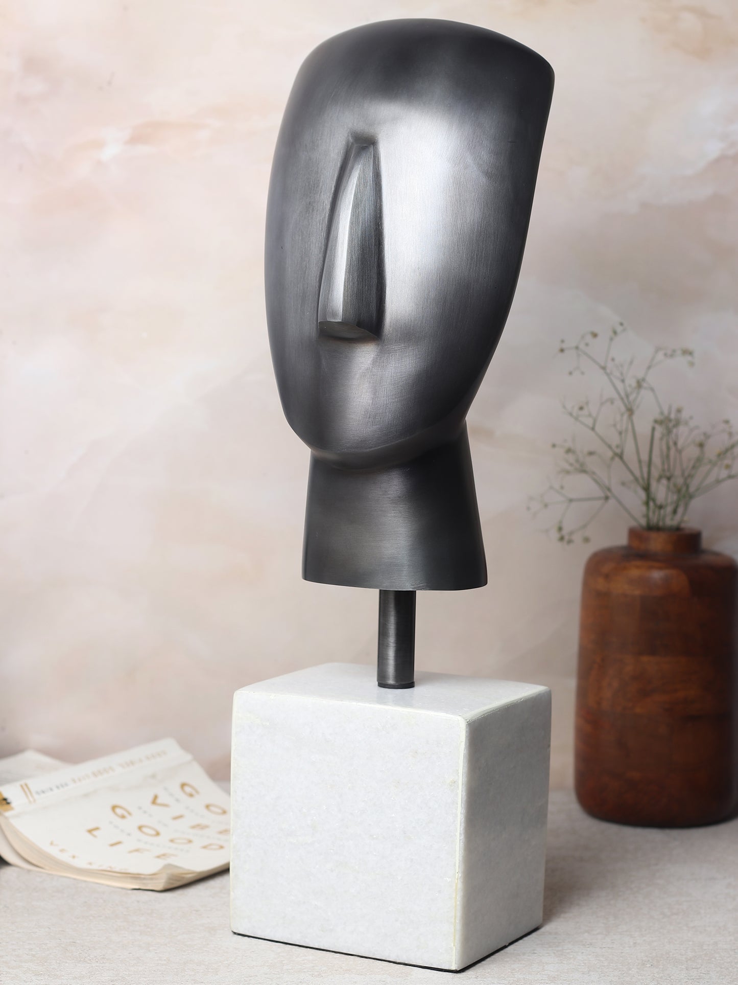 Marble Muse Visage Aluminum Showpiece | 6 x 4 x 19 inches