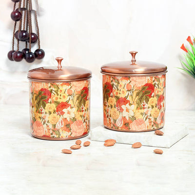 Rustic Vintage garden Stainless Steel Storage Jars | Set of 2 | 500 ml | 4 x 3 inches