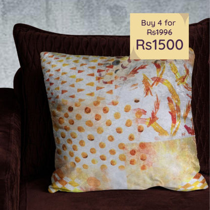 Yellow Melody Velvet Cushion Cover | 16 x 16 Inches