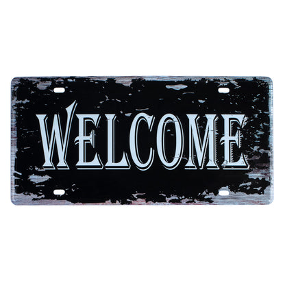 Welcome Number Plates Wall Sign | 6 x 1 x 12 inches