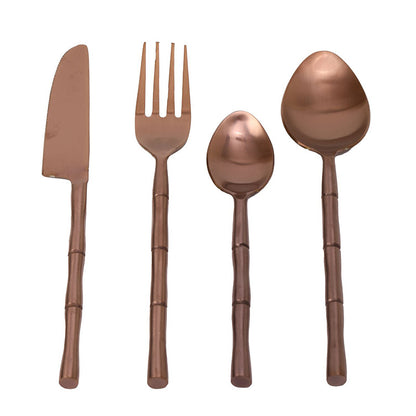 Bamboo Elegance Cutlery | Set Of 4 | Multiple Colors Copper