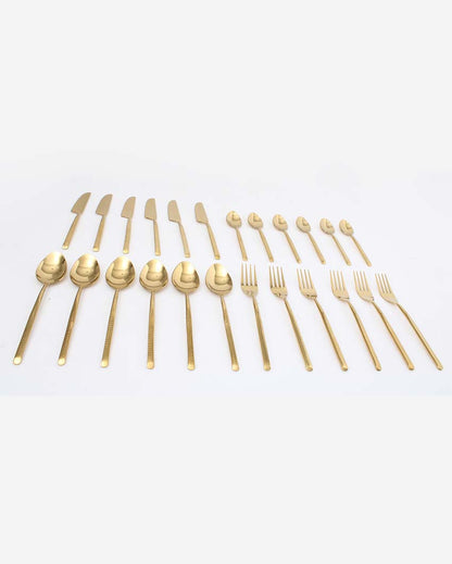 Swanky Dot Hammered Cutleries | Set Of 24 Gold