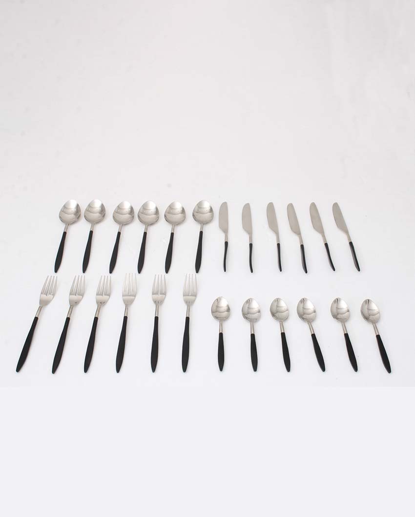 Luxuriours Midnight Opulence Cutleries | Set  Of 24 Silver