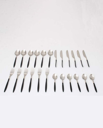 Luxuriours Midnight Opulence Cutleries | Set  Of 24 Silver