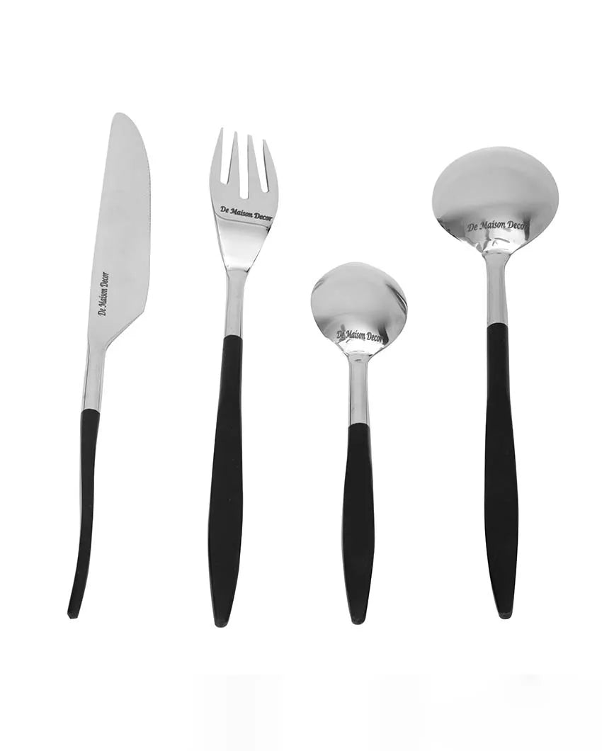 Luxuriours Midnight Opulence Cutleries | Set  Of 24 Silver