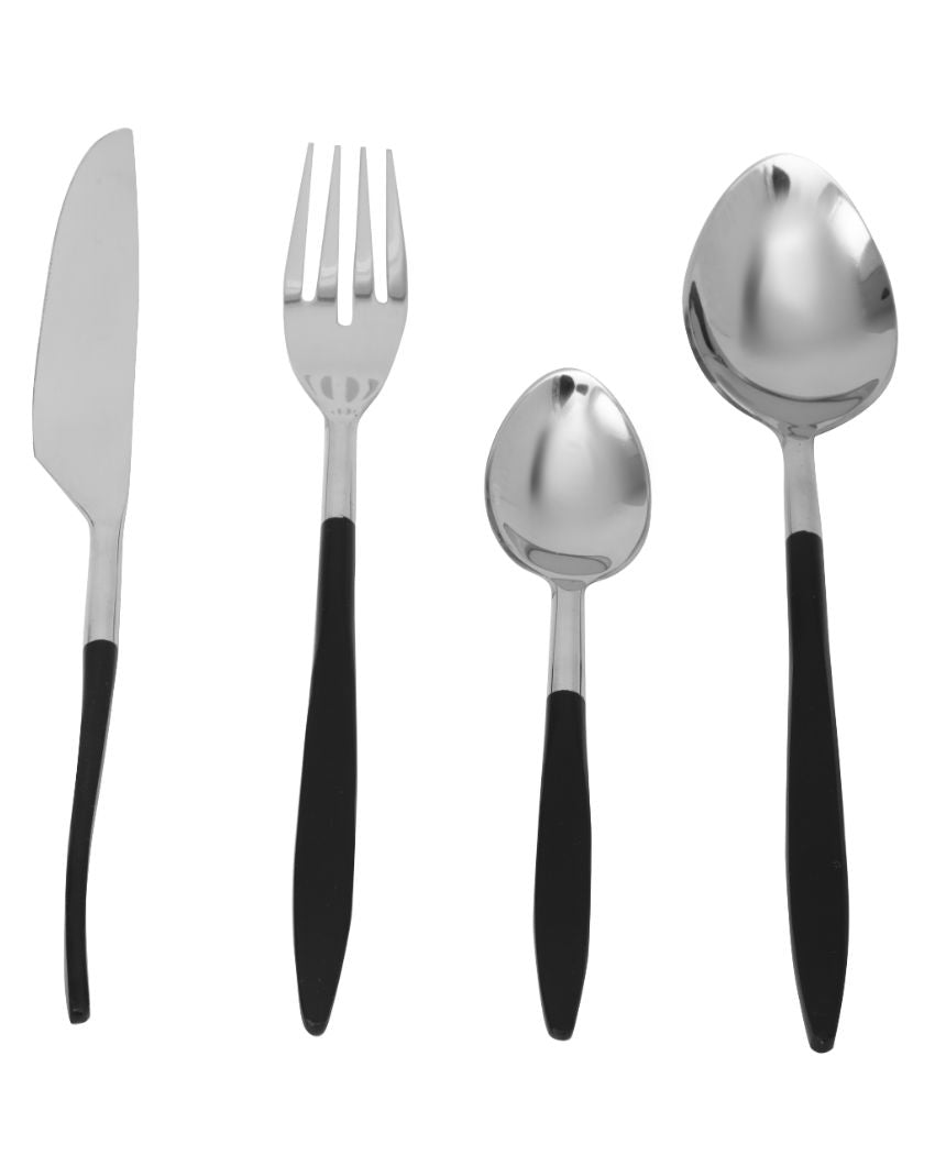 Luxuriours Midnight Opulence Cutleries | Set  Of 24 Silver