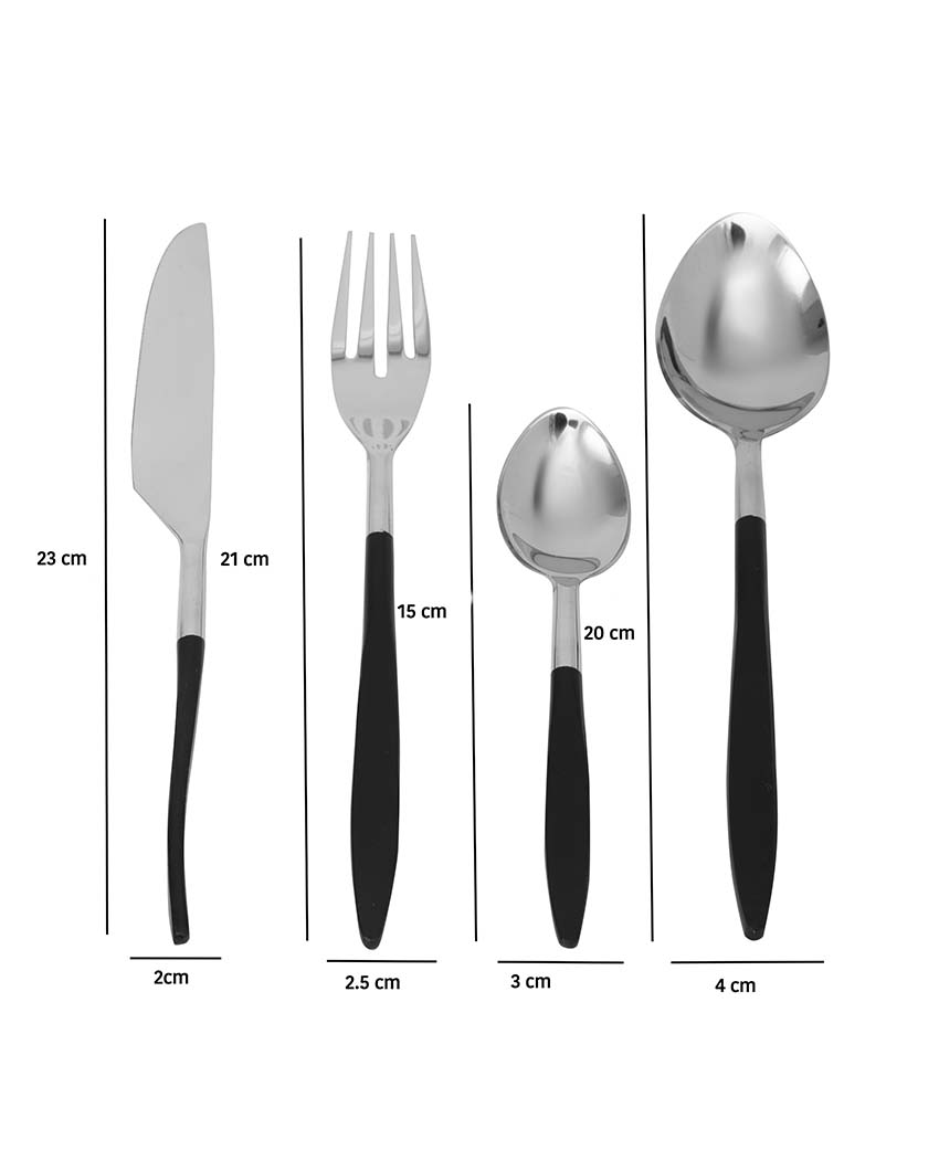Luxuriours Midnight Opulence Cutleries | Set  Of 24 Silver