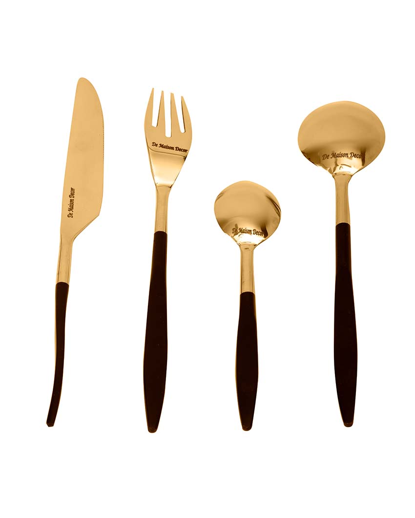 Luxuriours Midnight Opulence Cutleries | Set  Of 24 Gold