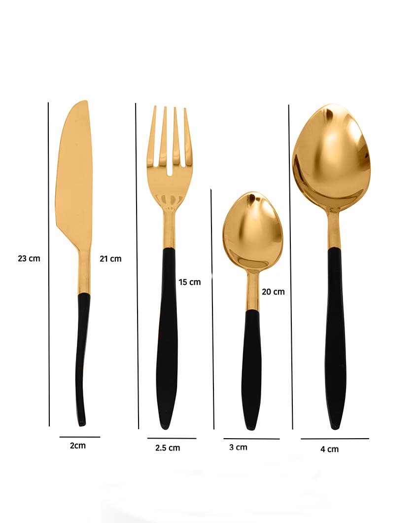 Luxuriours Midnight Opulence Cutleries | Set  Of 24 Gold