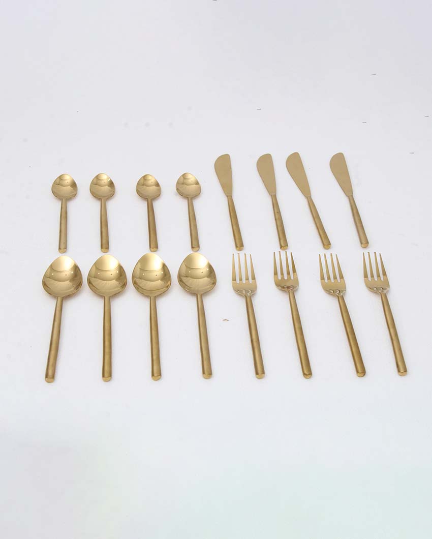 Radiant Reflections Cutleries | Set Of 16 Gold