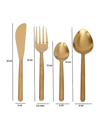 Radiant Reflections Cutleries | Set Of 16 Gold