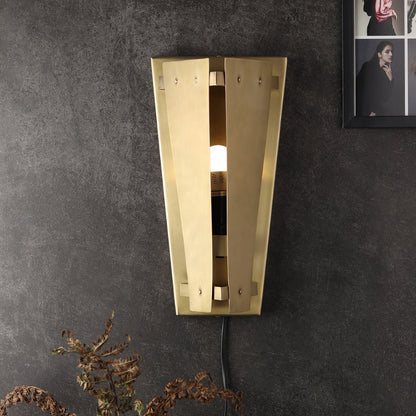 Tri-Angular Antique Brass Wall Lamp | 7 x 6 x 13 inches