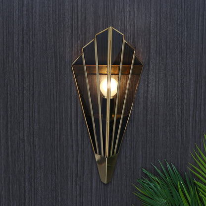 Triangular Abstract Luxe Wall Lamp with Frosted Glass Black