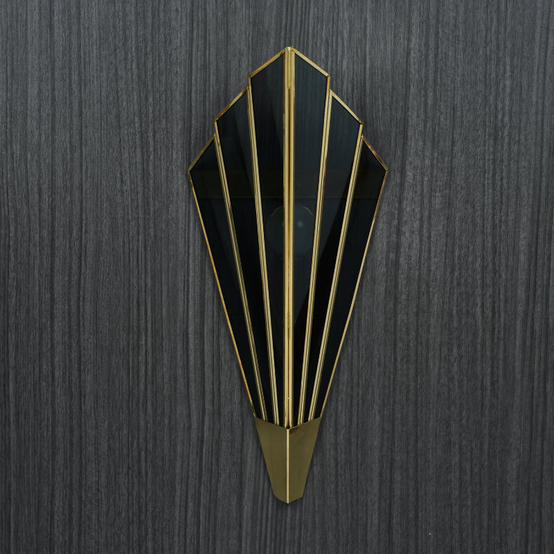 Triangular Abstract Luxe Wall Lamp with Frosted Glass Black