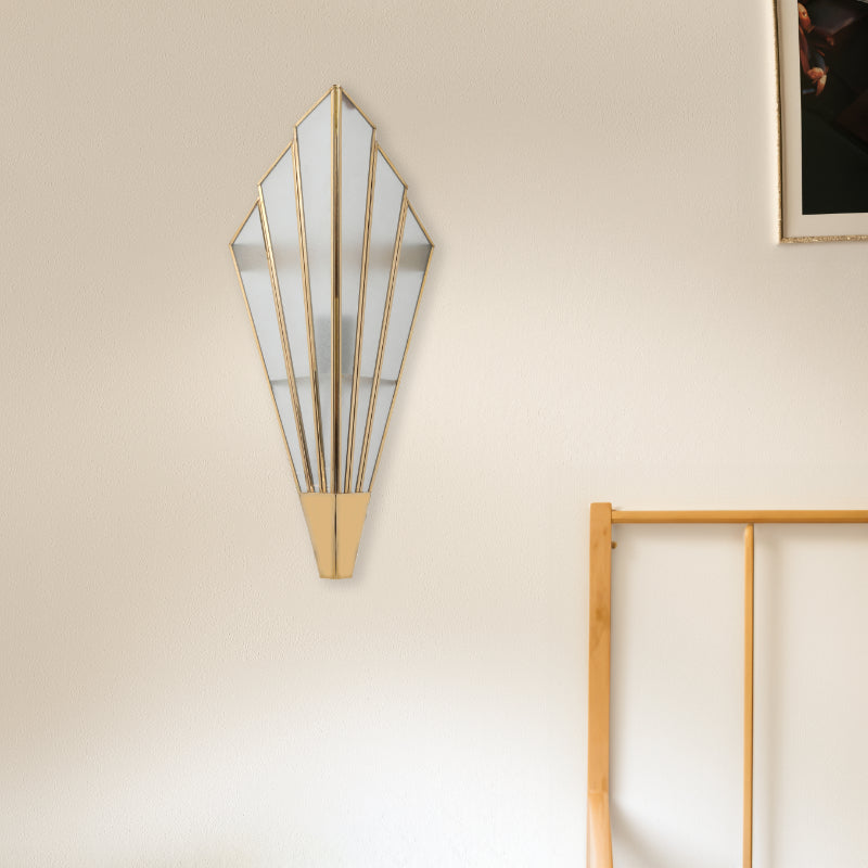 Triangular Abstract Luxe Wall Lamp with Frosted Glass Brass