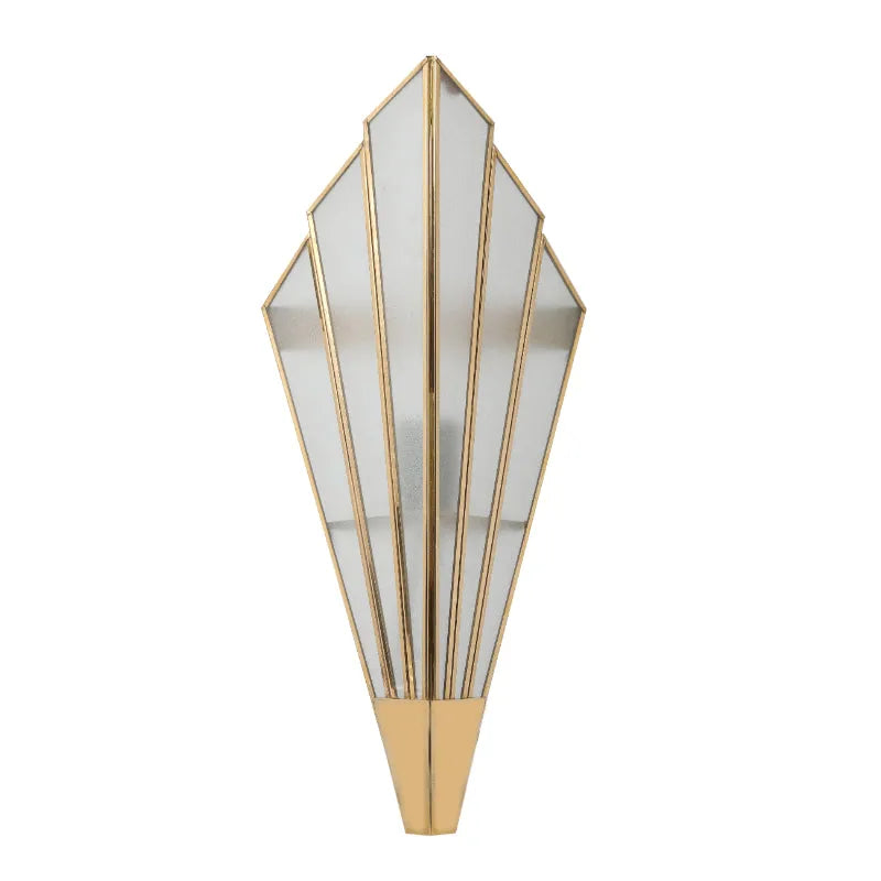 Triangular Abstract Luxe Wall Lamp with Frosted Glass Brass