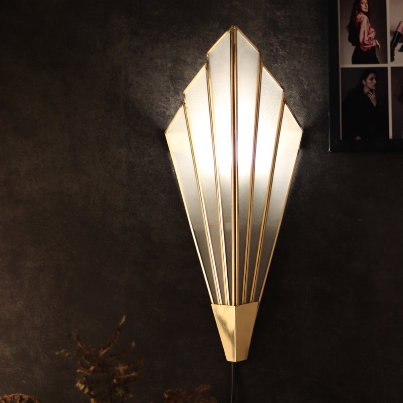 Triangular Abstract Luxe Wall Lamp with Frosted Glass Brass