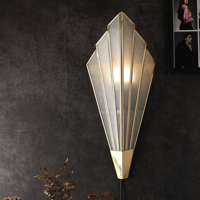 Triangular Abstract Luxe Wall Lamp with Frosted Glass Brass