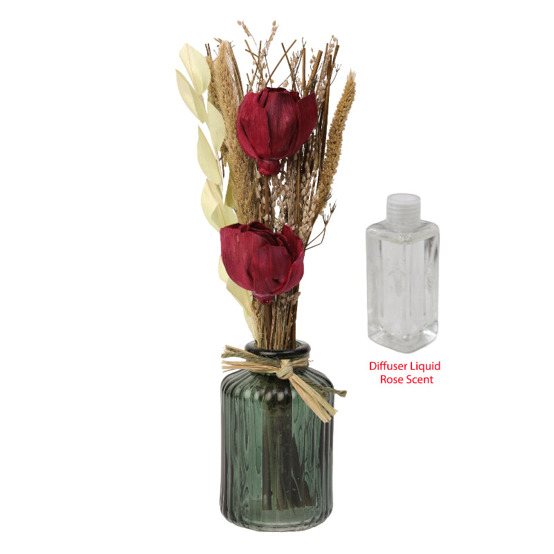 Sherrie Floral Crimson Red Aromatic Diffuser Rose Scent | 11 x 3 inches