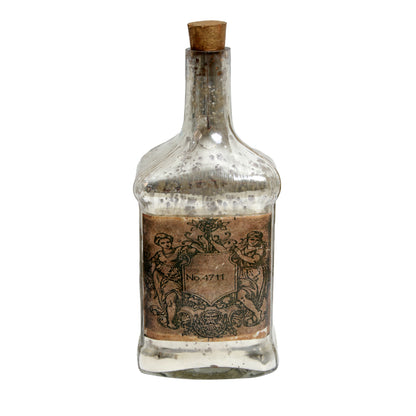 Antique Glass Legacy Square Bottle Decorative | 9.5 Inches, 9 Inches 9.5 Inches