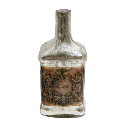 Antique Glass Legacy Square Bottle Decorative | 9.5 Inches, 9 Inches 9.5 Inches