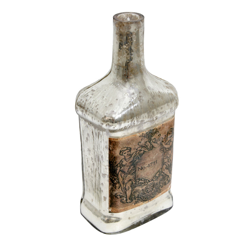 Antique Glass Legacy Square Bottle Decorative | 9.5 Inches, 9 Inches 9.5 Inches