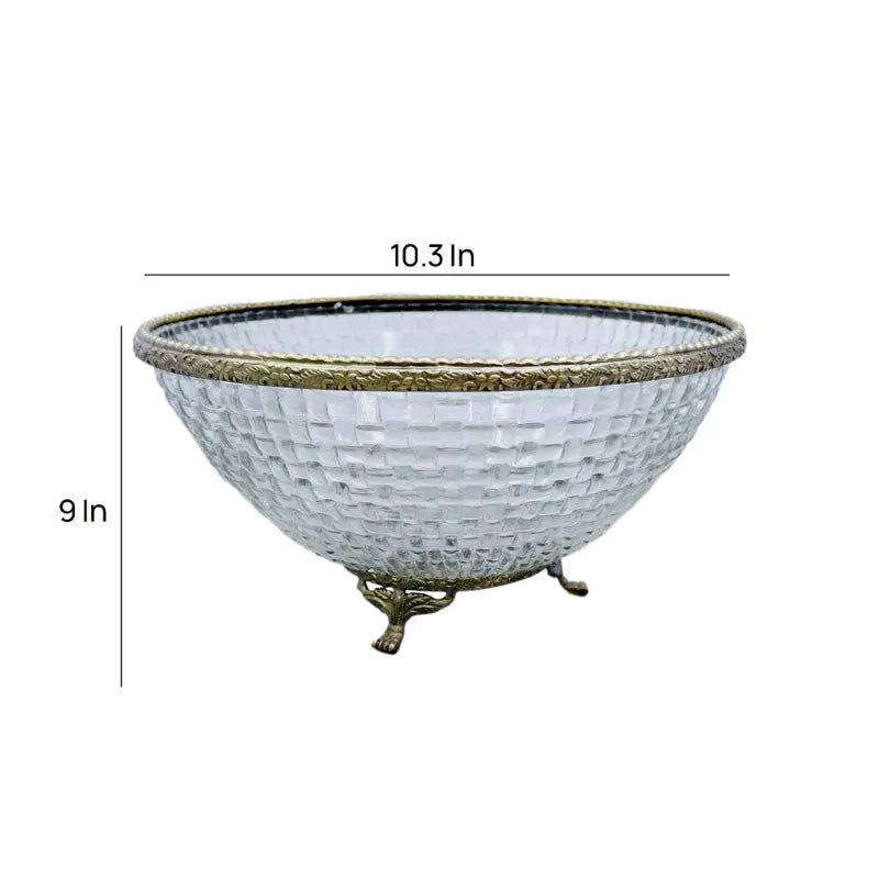 Ribbed Glass Antique Brass Bowl Default Title