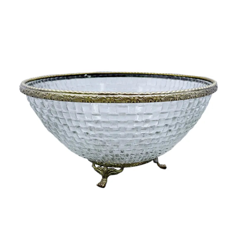 Ribbed Glass Antique Brass Bowl Default Title