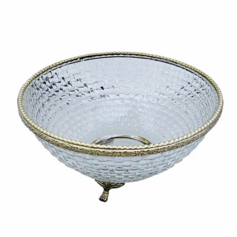 Ribbed Glass Antique Brass Bowl Default Title