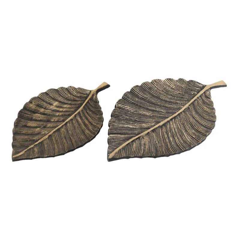 Leafy Affair Black & Gold Tray | Set Of 2 Default Title