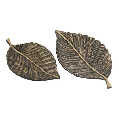 Leafy Affair Black & Gold Tray | Set Of 2 Default Title