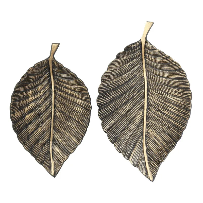 Leafy Affair Black & Gold Tray | Set Of 2 Default Title