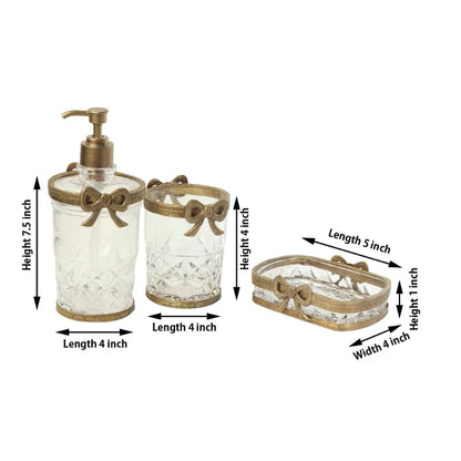 Antique Bow Tied Glass Bathroom | Set Of 3 Gold