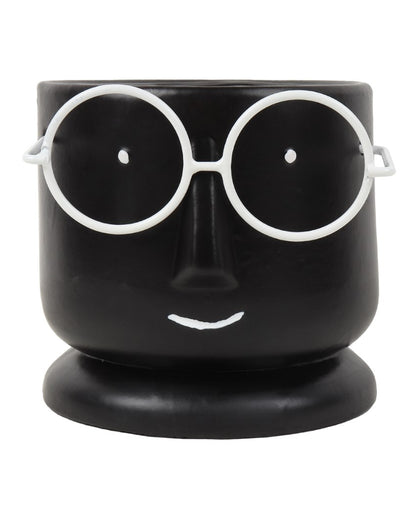 Mr.Spectacles Ceramic Planter Black