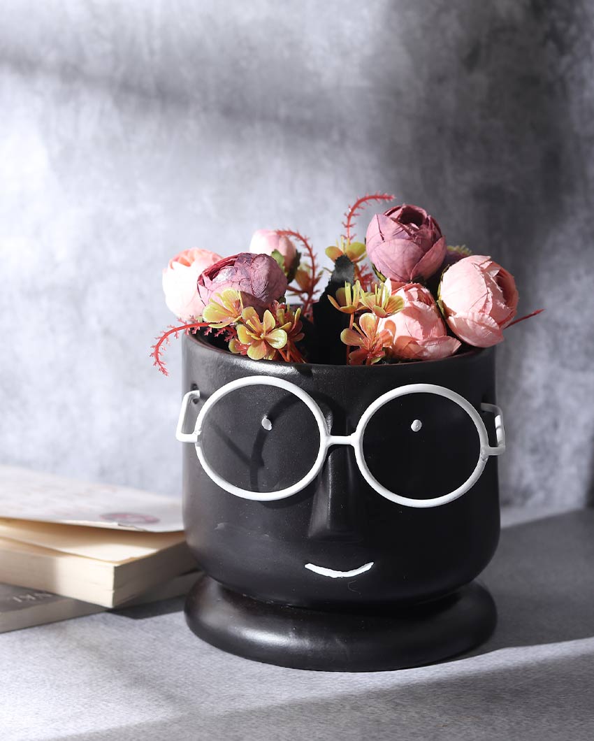Mr.Spectacles Ceramic Planter Black