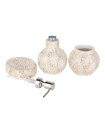 Cnamon Ceramic Soap Dispenser with Soap & Toothbrush Holder Set