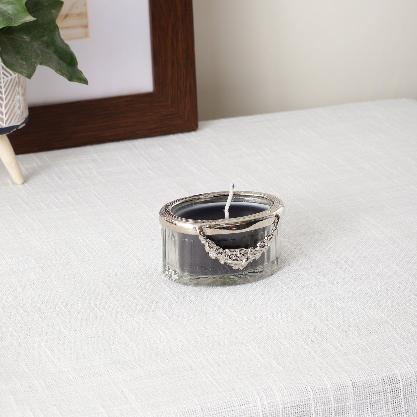 Black Velvet Scented Candle Jar With Ring