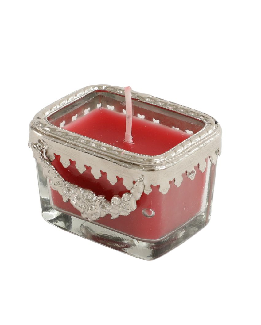 Red Cherry Blossom Scented Candle Glass Jar With Ring