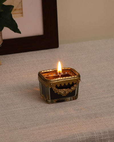 Black Scented Candle Glass Jar With Ring | 5.5 x 4 x 5 cm / 2 x 2 inches