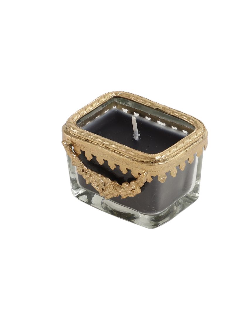 Black Velvet Scented Candle Glass Jar With Ring