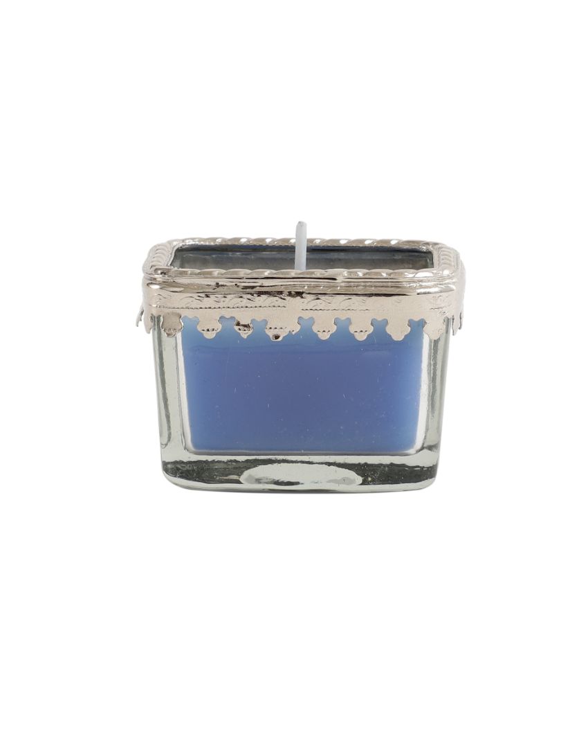 Ocean Breeze Blue Scented Candle Glass Jar With Ring