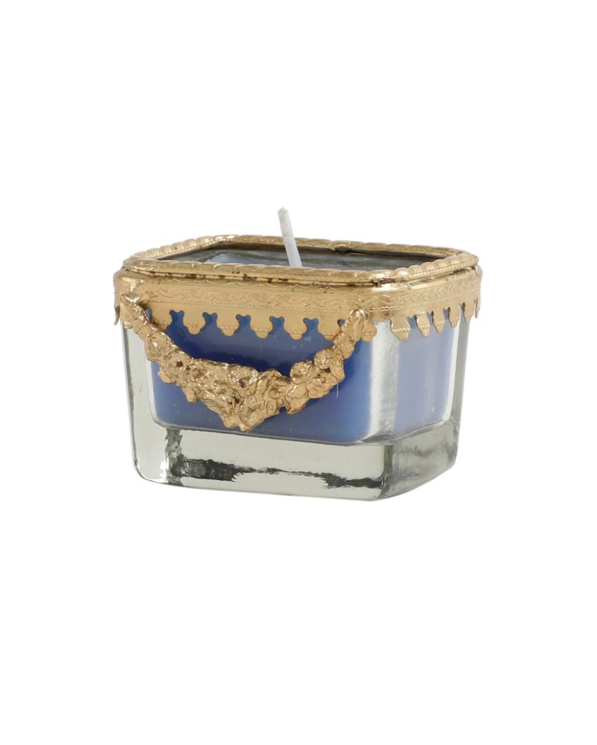 Ocean Breeze Blue Scented Candle Glass Jar With Ring