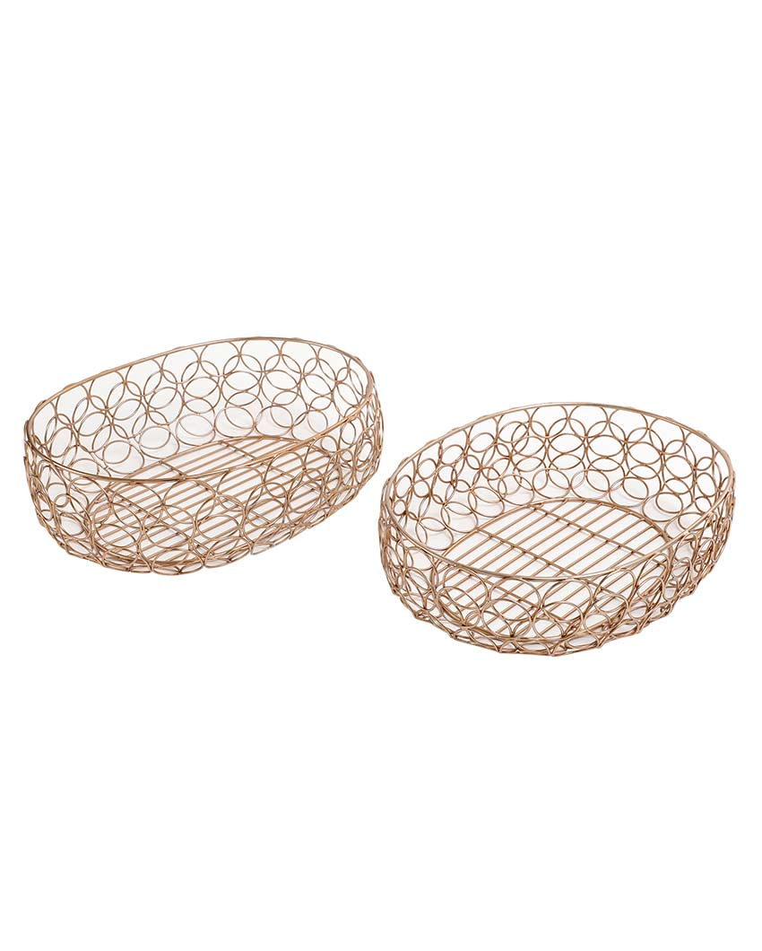 Beautiful Iron Made Meza Basket | Set of 2 | 13 x 10 x 4 inches