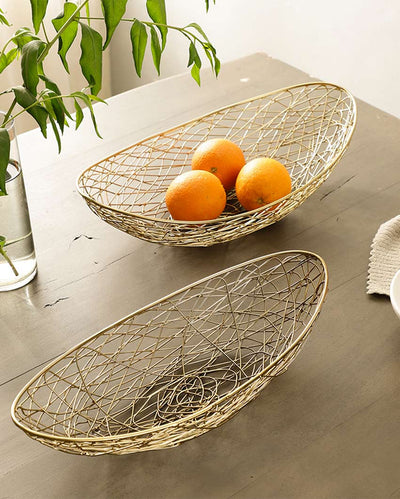 Elegant Iron Made Vivian Basket | Set of 2 | 17 x 9 x 5 inches