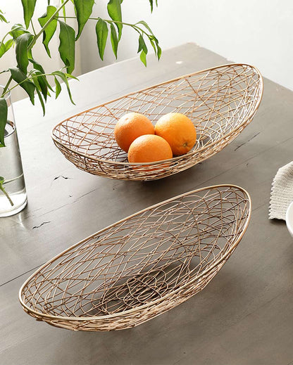 Elegant Iron Made Vivian Basket | Set of 2 | 17 x 9 x 5 inches