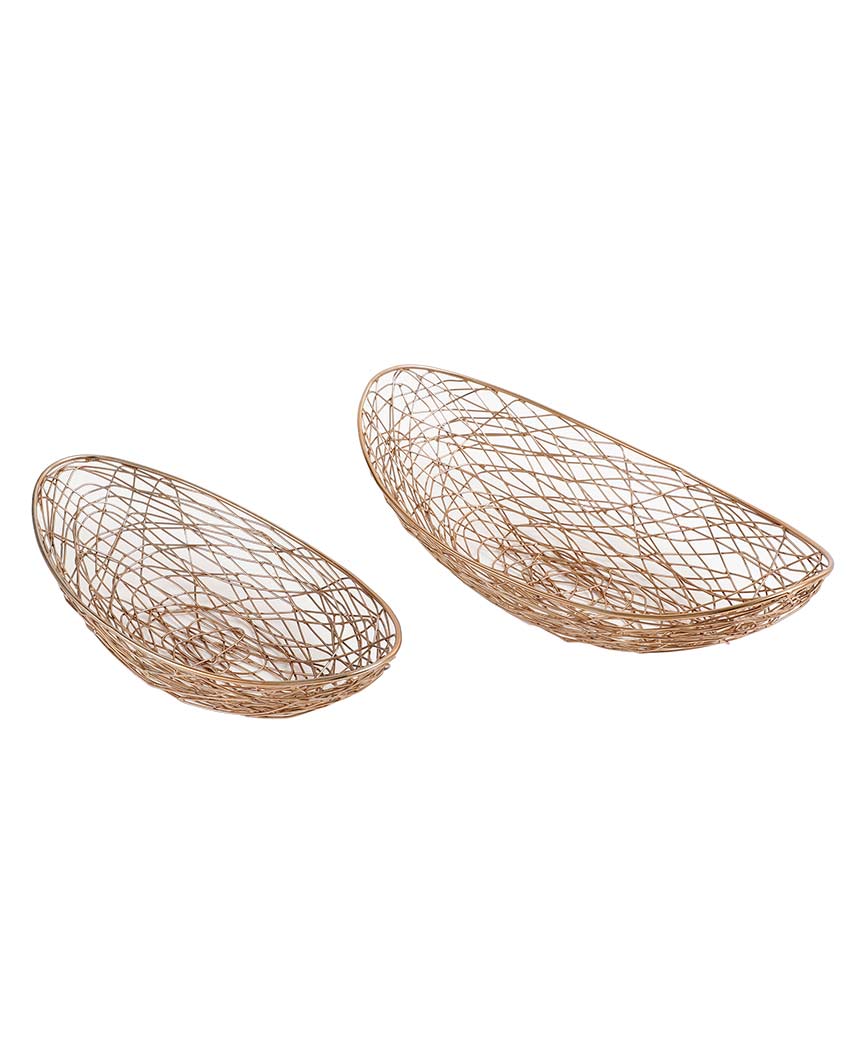 Elegant Iron Made Vivian Basket | Set of 2 | 17 x 9 x 5 inches