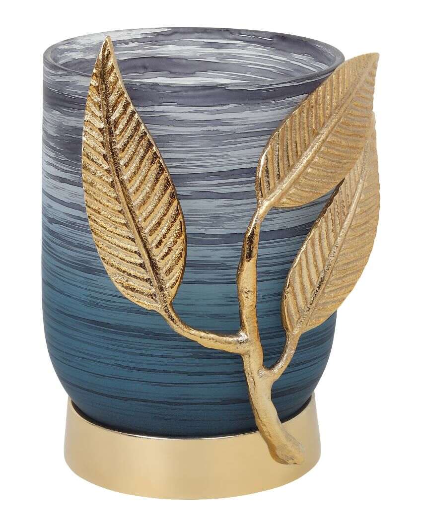 Versa Leaf Glass Vase In Wavy Grey