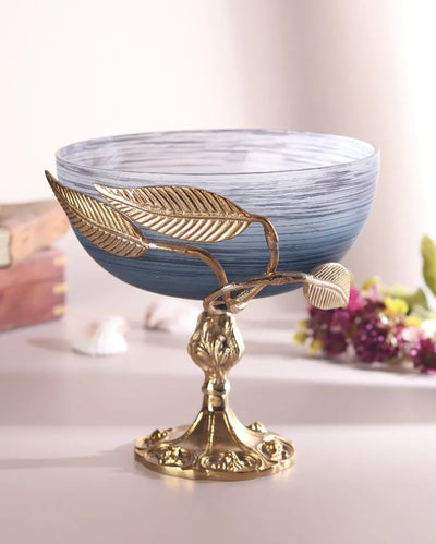 Wavy Grey Verdant Elegance Glass Bowl | 8 x 8 inches