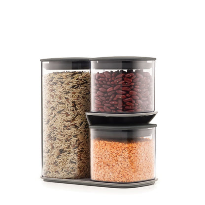 Podium Grey 3 Piece Storage Jar Set with Stand Default Title